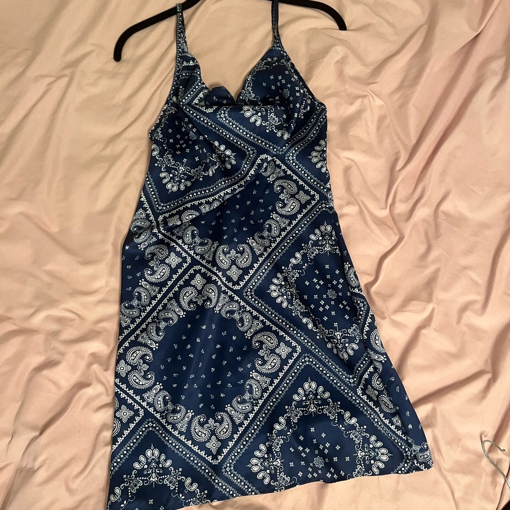 Blue Paisley Slip Dress